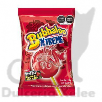 Paleta Bubbaloo Xtreme Fresa 20 Pz $7.00