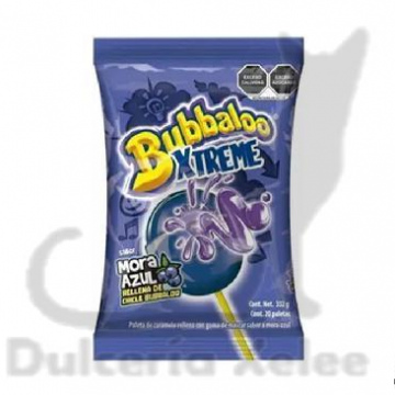 Paleta Bubbaloo Xtreme Mora Azul 20 Pz $7.00